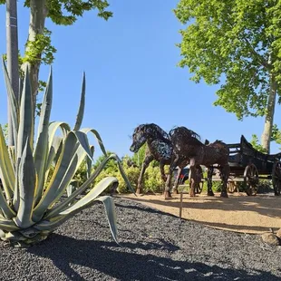 two horses pulling a carriage