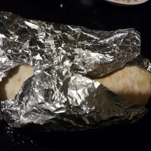 partially wrapped burrito