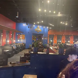 This is mor seating and the colorful walls.