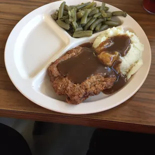 Country fried steak with mashed potatoes