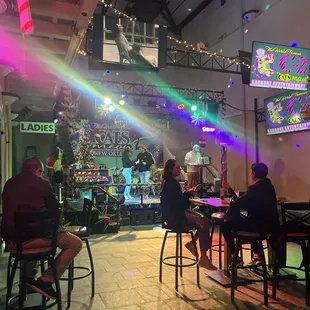 a group of people sitting at a bar