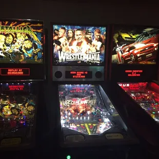 Pinball machines.