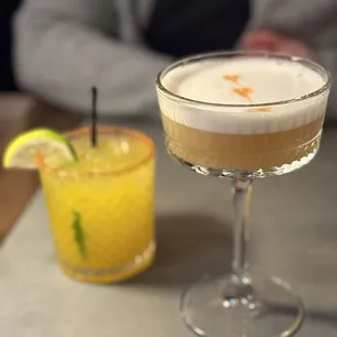 Mango margarita and something  sour cocktail