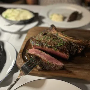 Tomahawk 32oz on the bone med rare.