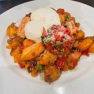 Salmon Potato Hash with Poached Eggs