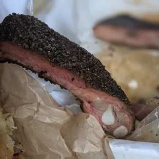 a close up of a meat