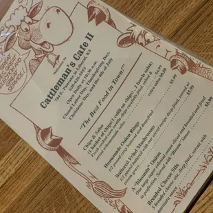 the menu