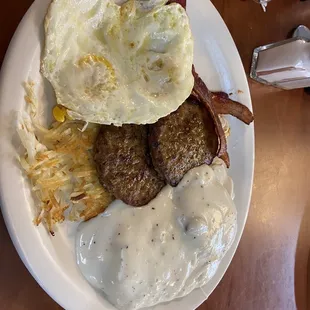 Cattlemen breakfast but you also get a pancake