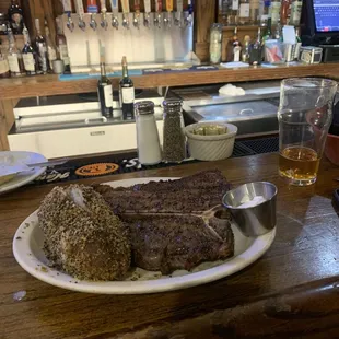 Steak with baked potato @ bar