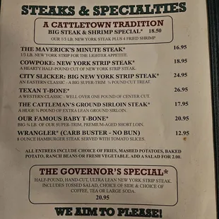 Current menu