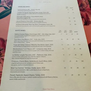 Wine menu July 2023