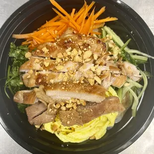 Rice Noodle Salad w/Sesame Dressing, Seared Chicken and Vegetables