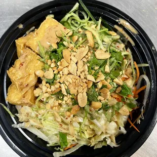 Rice Noodle Salad w/Sesame Dressing, Fried Tofu and Vegetables
