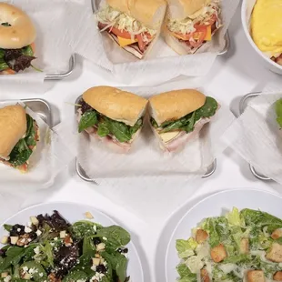 Assortment of sandwiches and salads