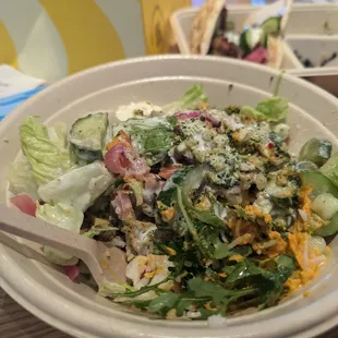 Steak Bowl with so many tasty toppings and sauces.  So many options