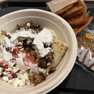 Chicken Bowl and dessert