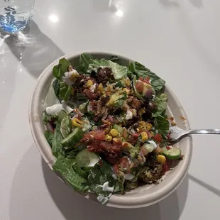 Harissa Honey Chicken with lots of toppings!