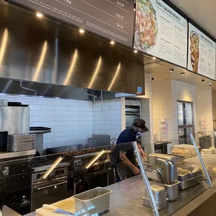 a view of a restaurant kitchen