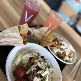 two bowls of food on a table