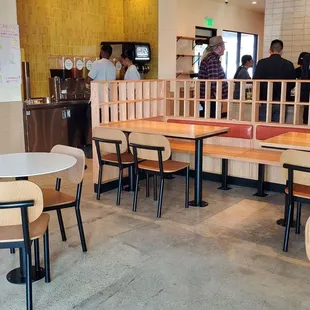 a group of people in a restaurant