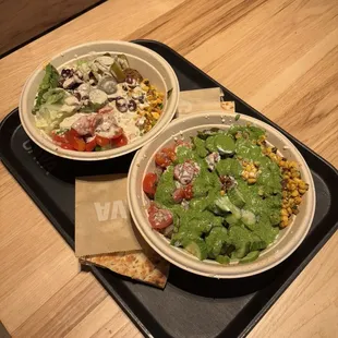 Falafel and chicken bowls