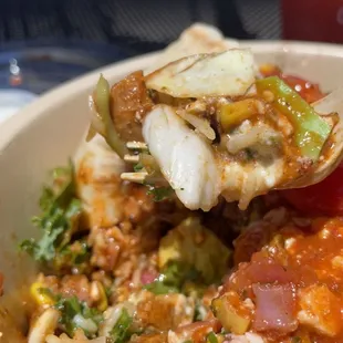 Spicy Chicken Avocado Green and Grains Bowl