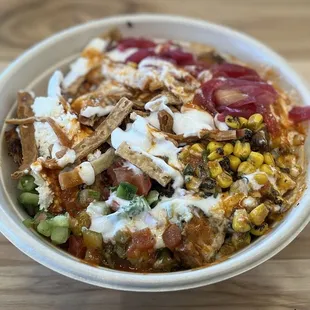 a bowl of food on a table