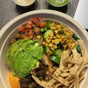 a plate of mexican food on a table