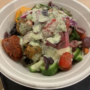 Greens &amp; Grains with falafel