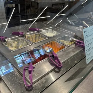 View of hummus, tzatziki sauce etc.