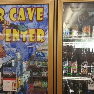 a display of beer in a cooler