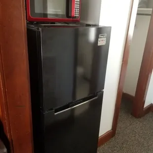 Nice size fridge &amp; microwave.