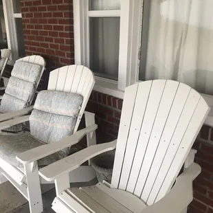Patio overlooking the beach. Each room has 2 porch chairs.