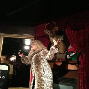 There is an extreme danger of an antler taking off a wig.