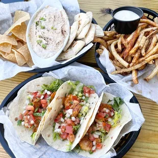 Baked Crab Dip, Bangin&apos; Shrimp Tacos &amp; Fries