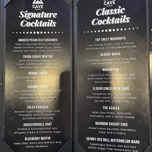 Signature Cocktail Menu