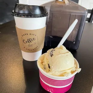 Latte and campfire s'mores ice cream