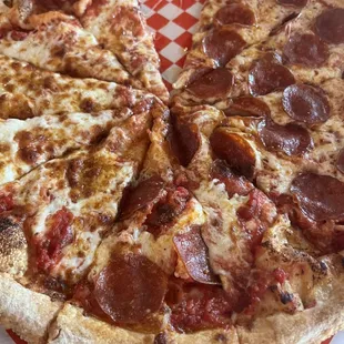 Cheese and pepperoni pizza