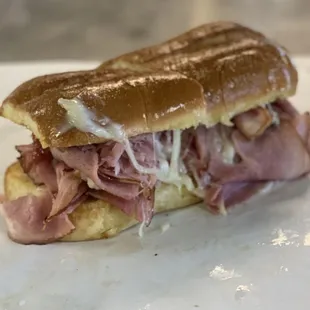 Have it your way! We can customize any sandwich.. this is our Smoked ham with extra meat and cheese and a touch of sauce.