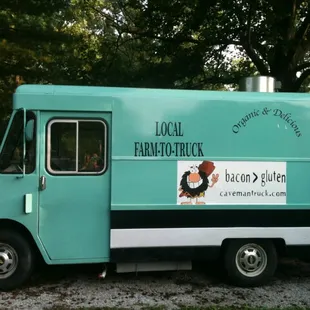 a dog on the side of the truck