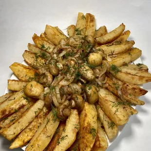 a plate of french fries