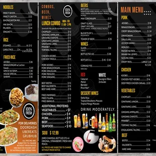a menu for a restaurant