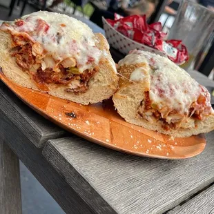 This is the Chicken Parm sub which was huge and generously stuffed. Chicken was in every bite of the sandwich. Very flavorful.