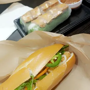 Tofu bahn mi and tofu fresh rolls