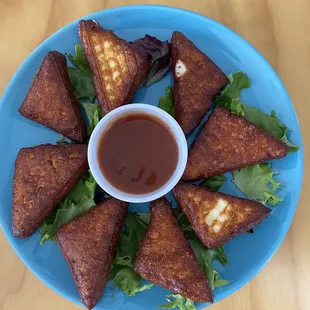 Fried cheese with guava dipping sauce