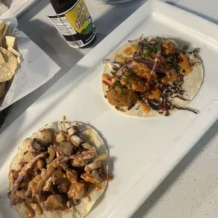 Taco de pulpo y taco roca