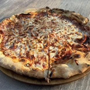 The spicy meat pizza.