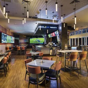 the interior of a sports bar