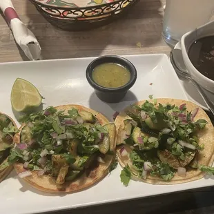 Zucchini street tacos, Mexican style, with black beans