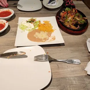 Chicken and steak fajitas
